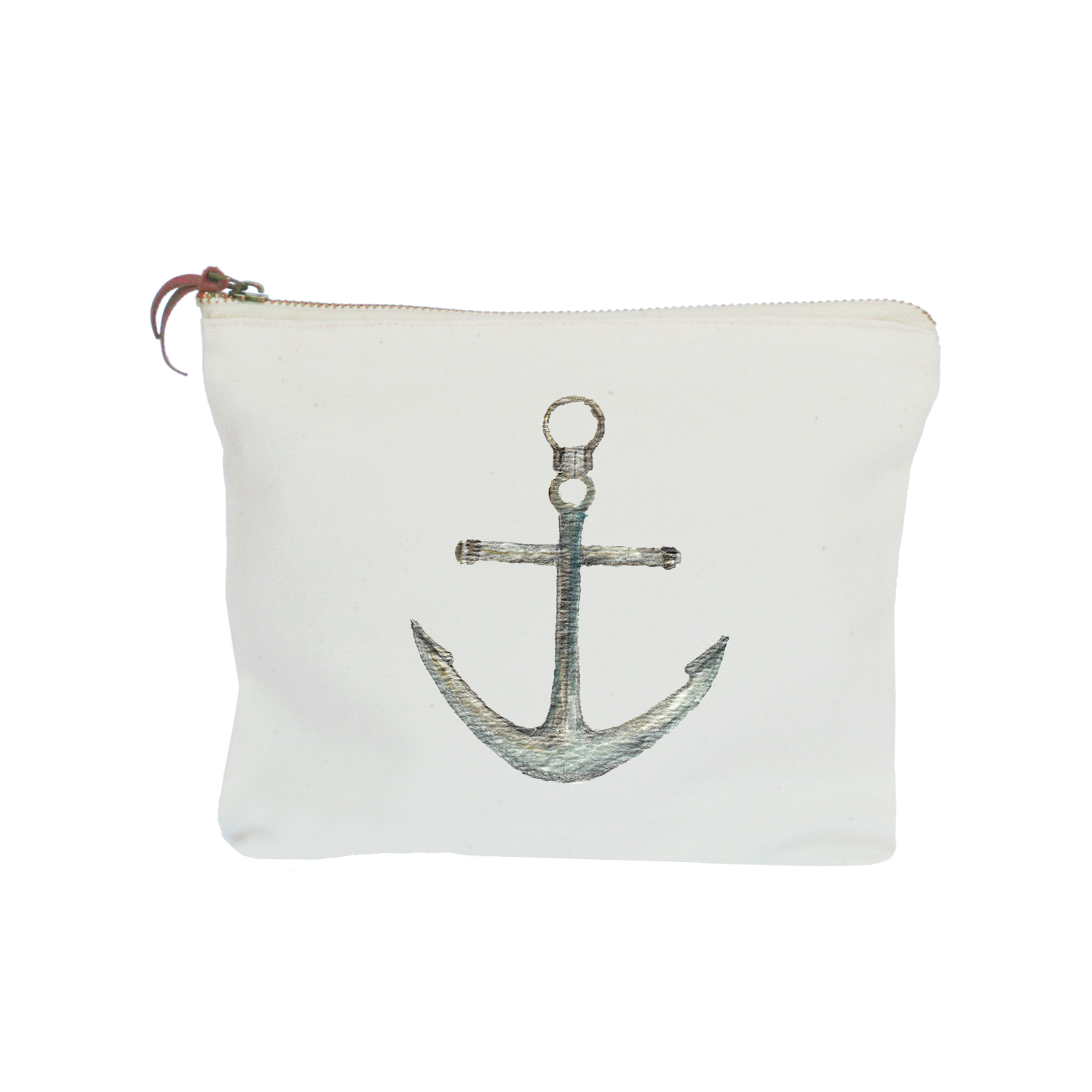 anchor silver zipper pouch