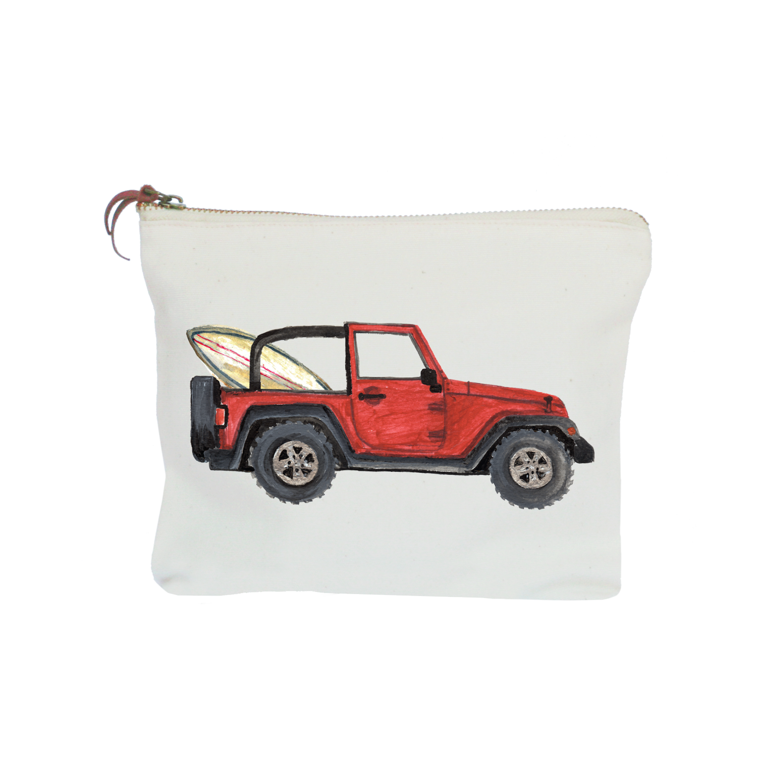 red jeep + surfboard zipper pouch