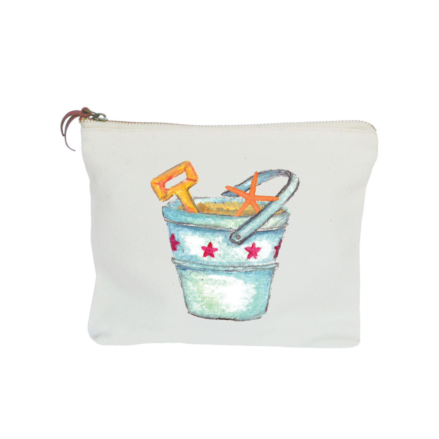 bucket and shovel with star fish zipper pouch