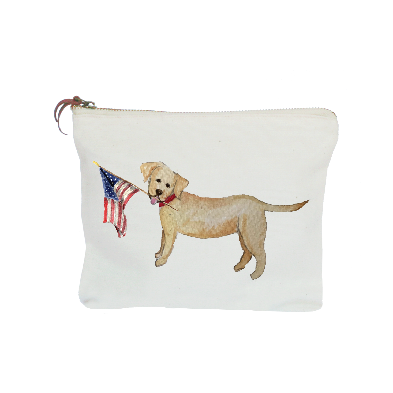 yellow lab with flag zipper pouch