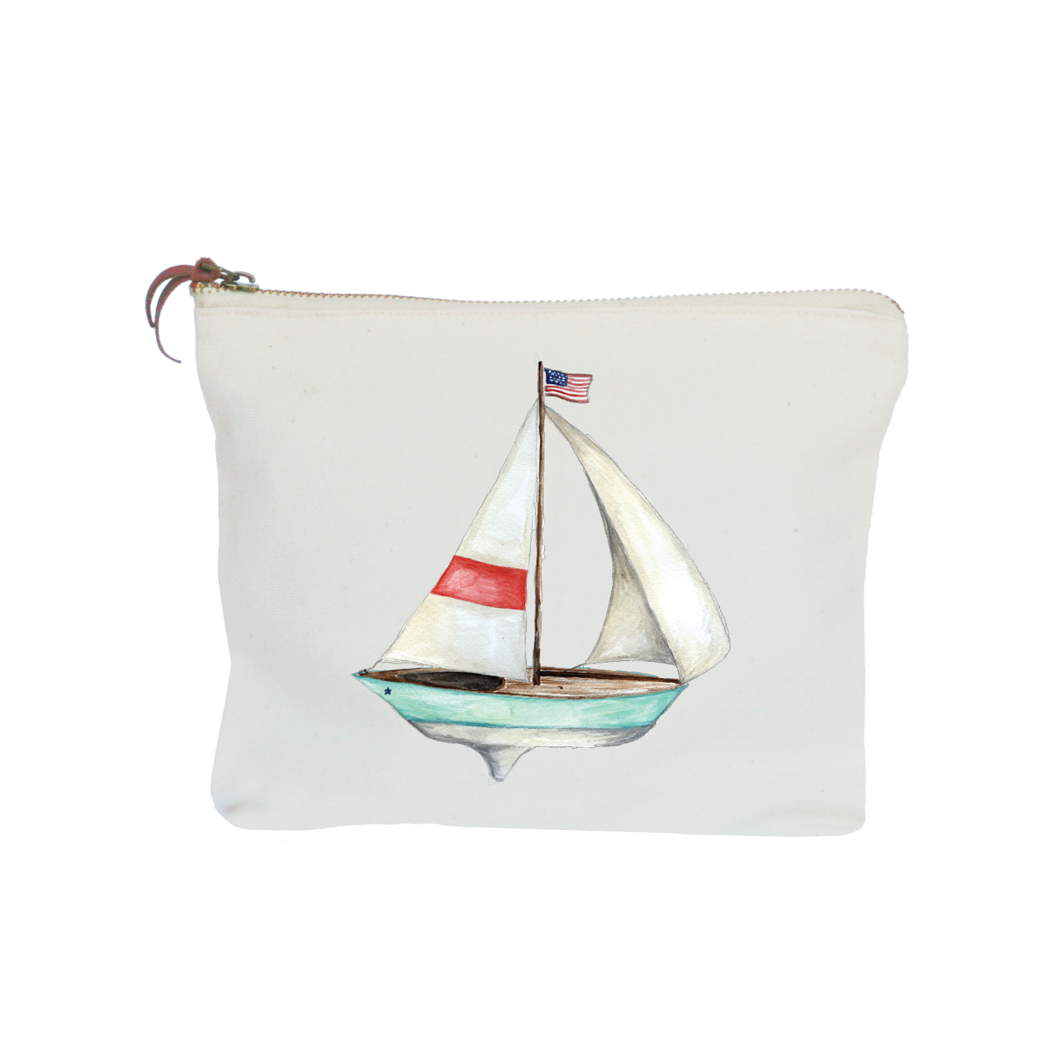 sailboat seafoam zipper pouch