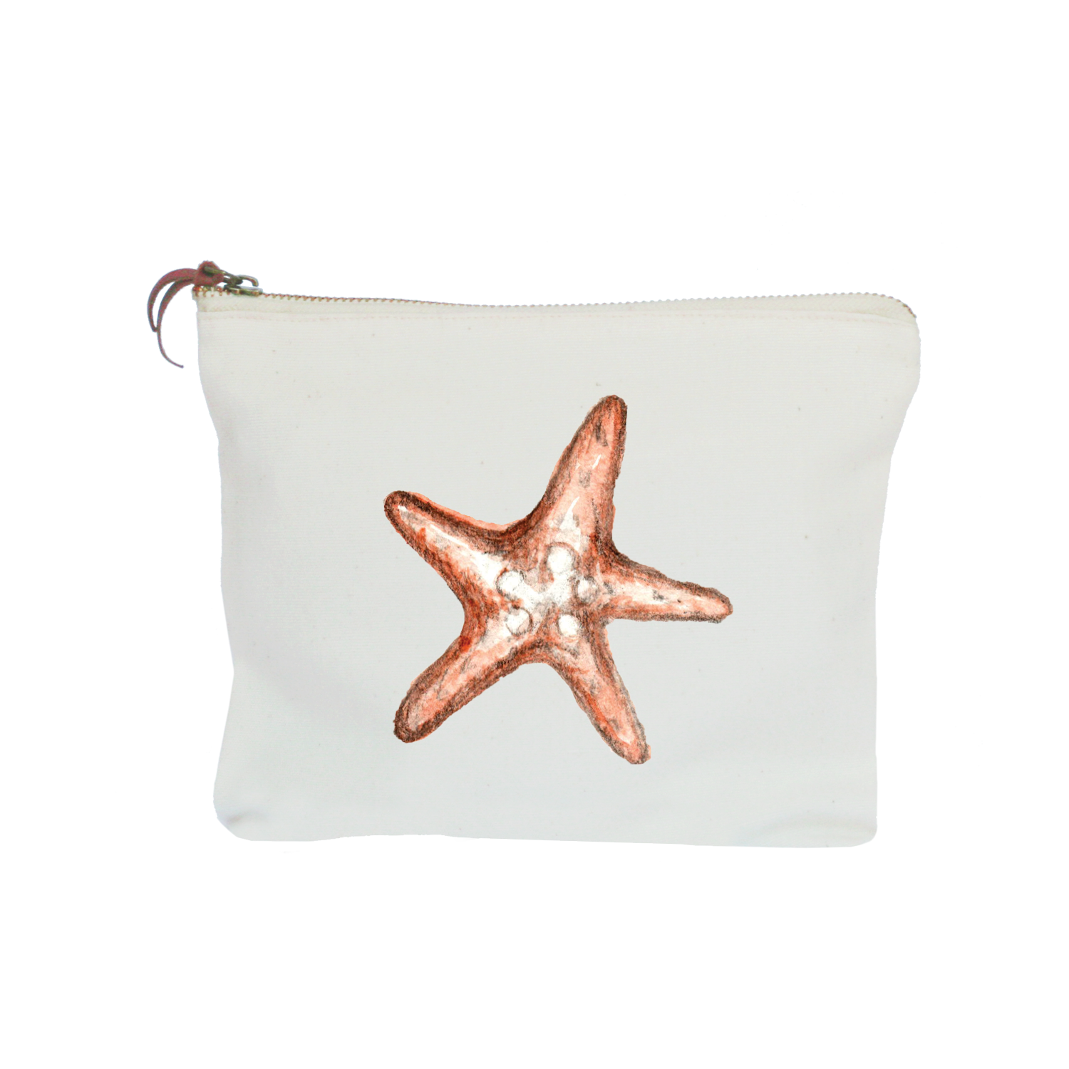 starfish brown zipper pouch