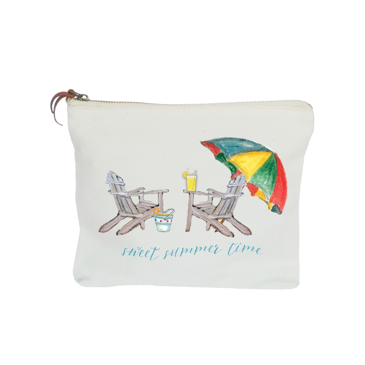 two chairs summer zipper pouch