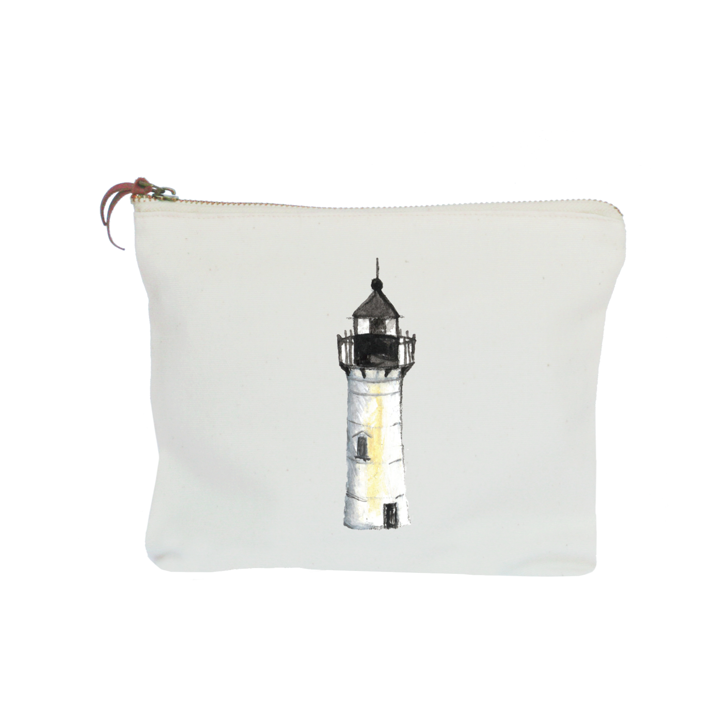 white lighthouse zipper pouch