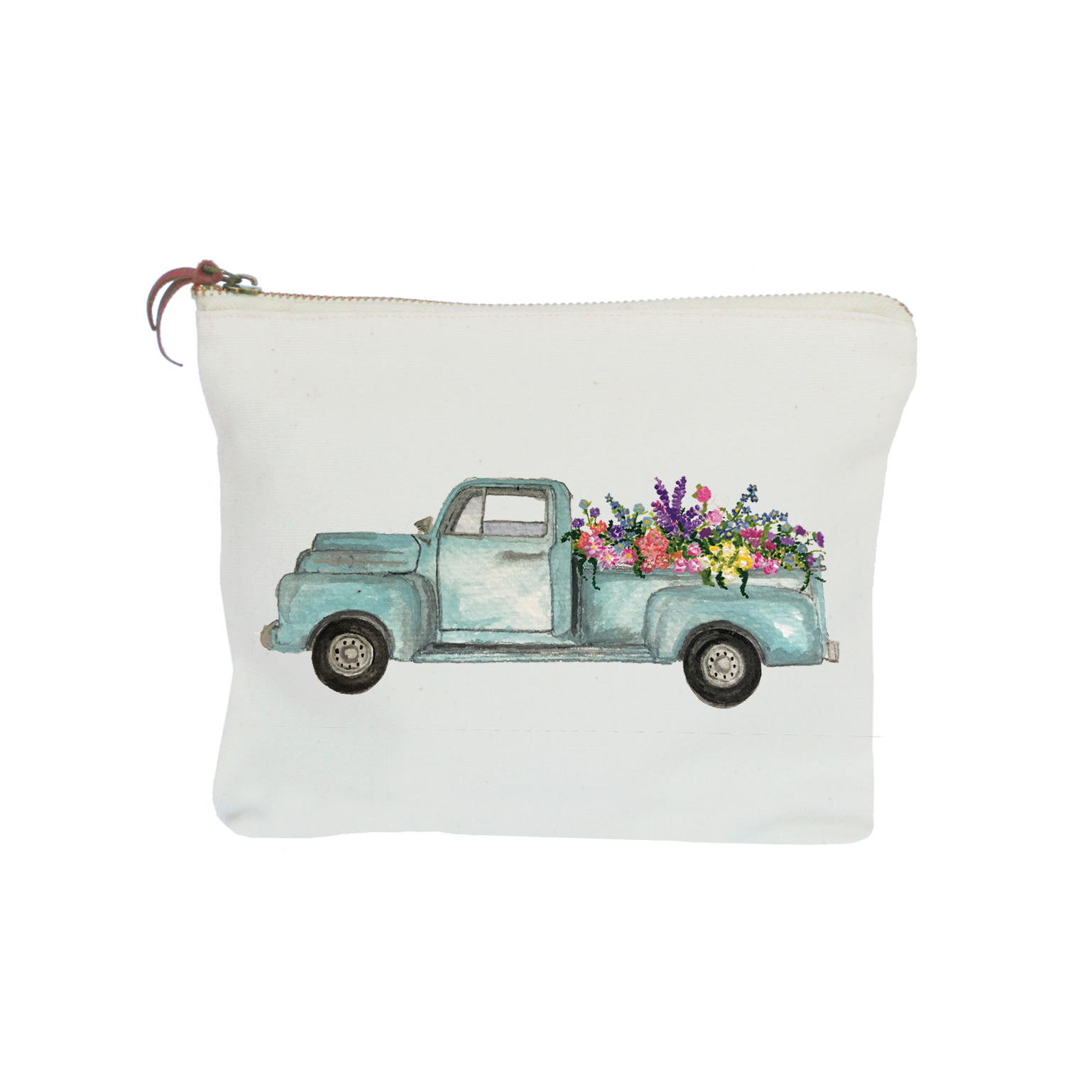truck with flowers zipper pouch