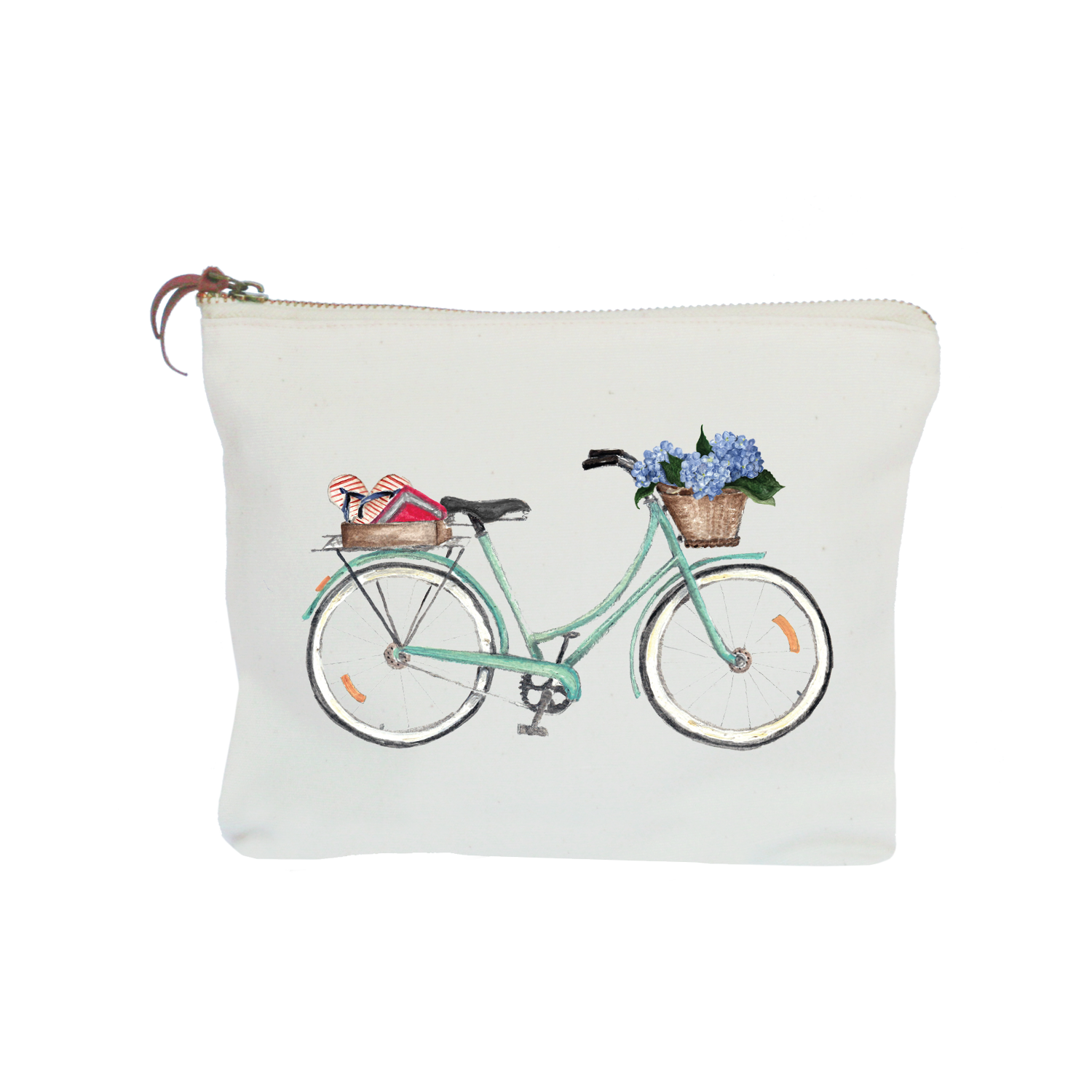 bike with books on back zipper pouch