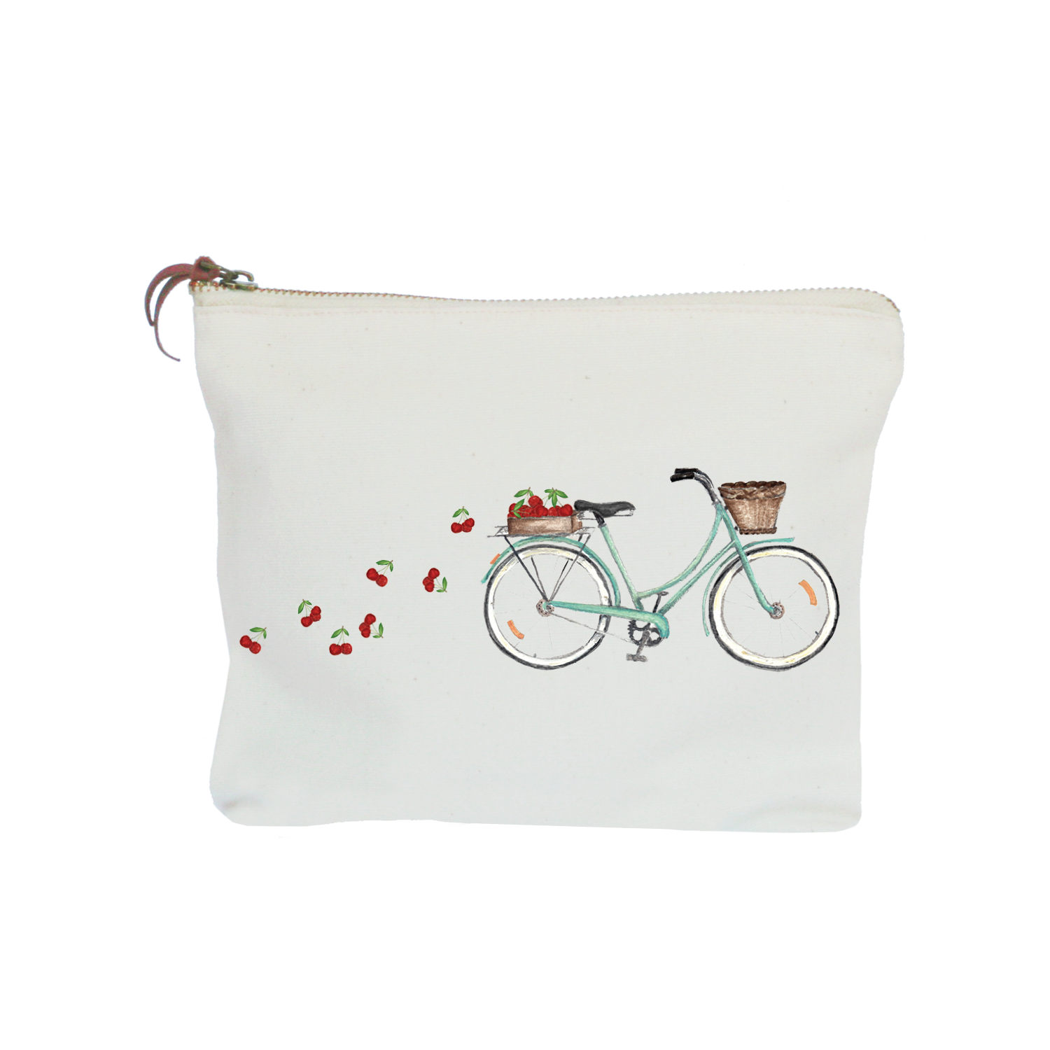 bike with cherries zipper pouch