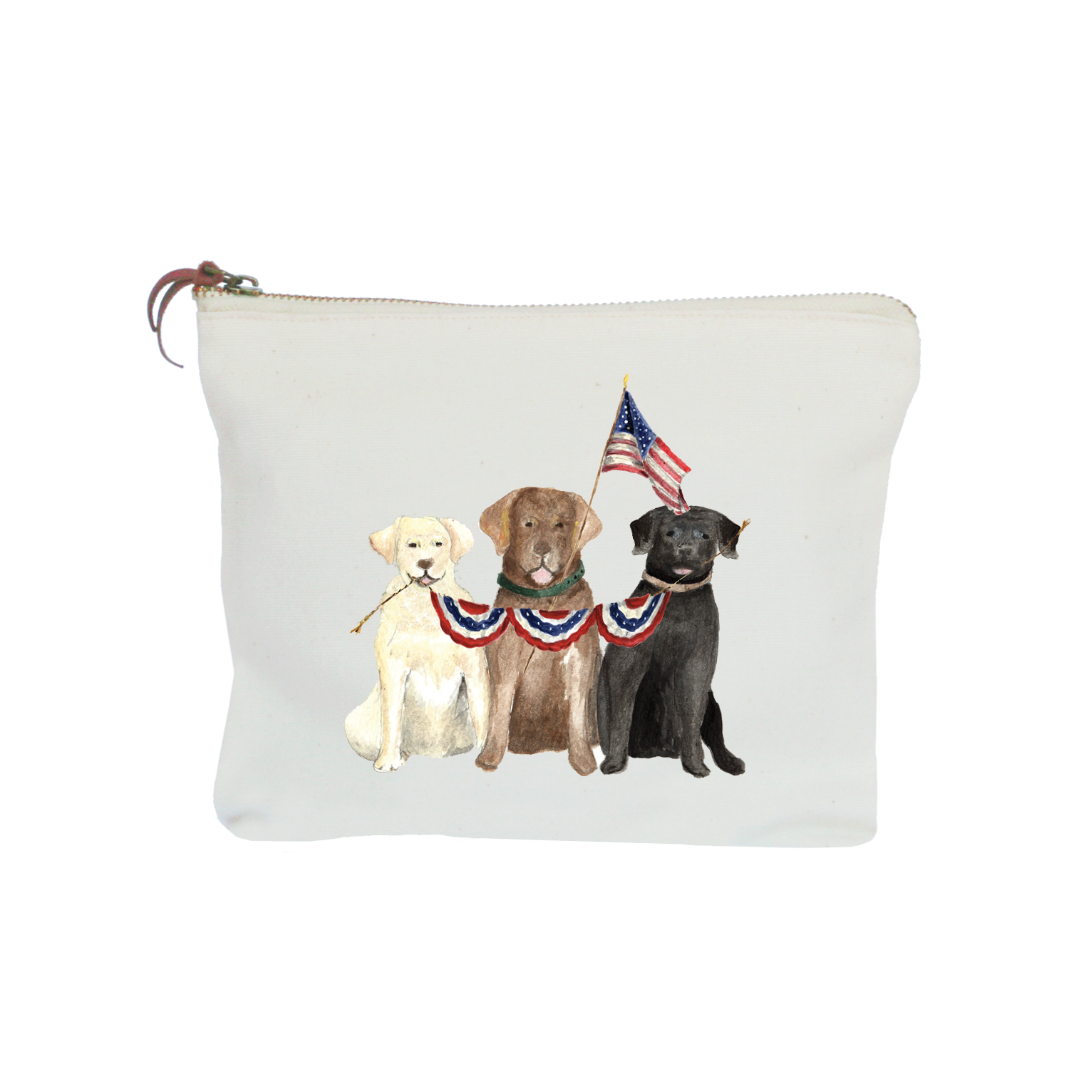 three labs 4th of july zipper pouch