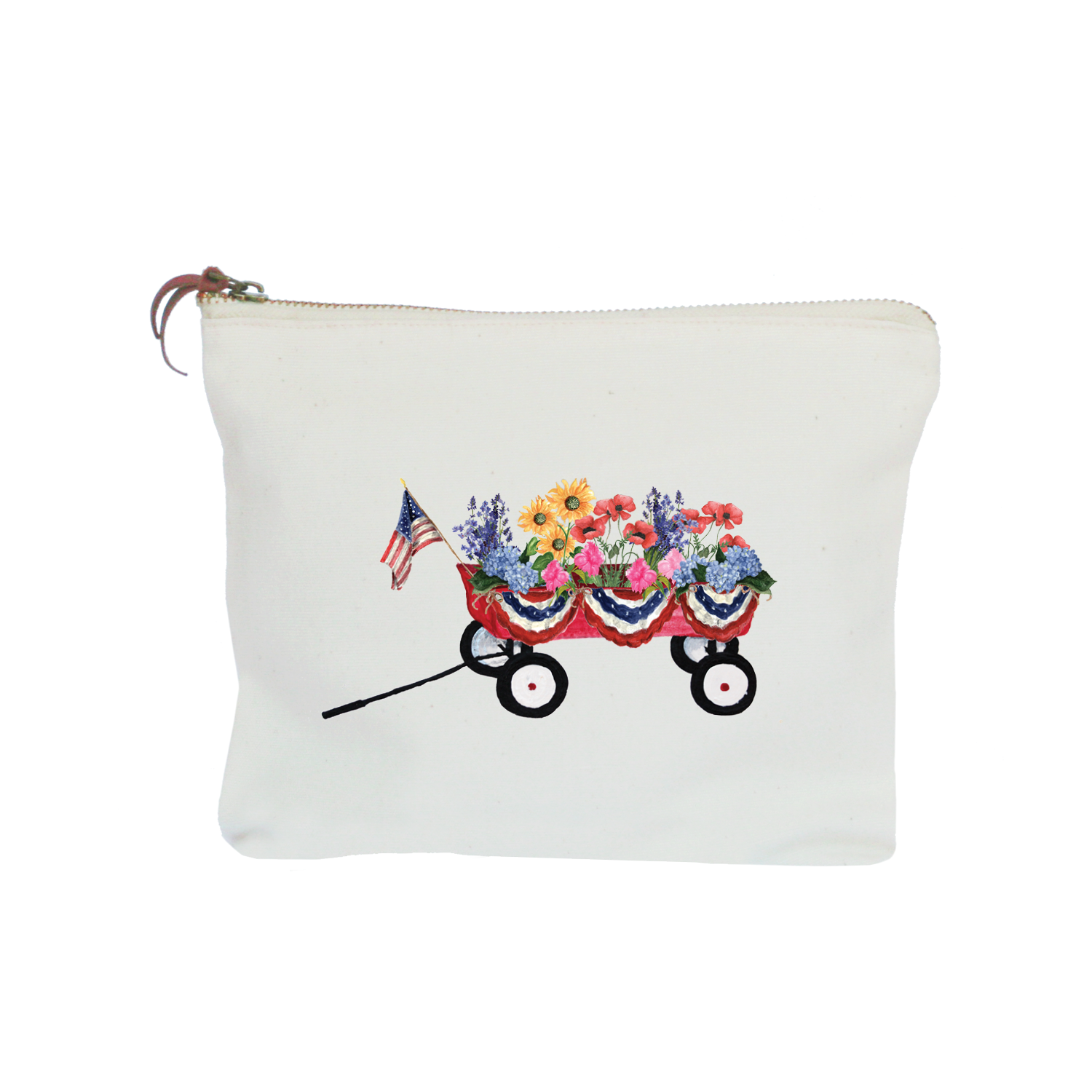 wagon with flowers zipper pouch