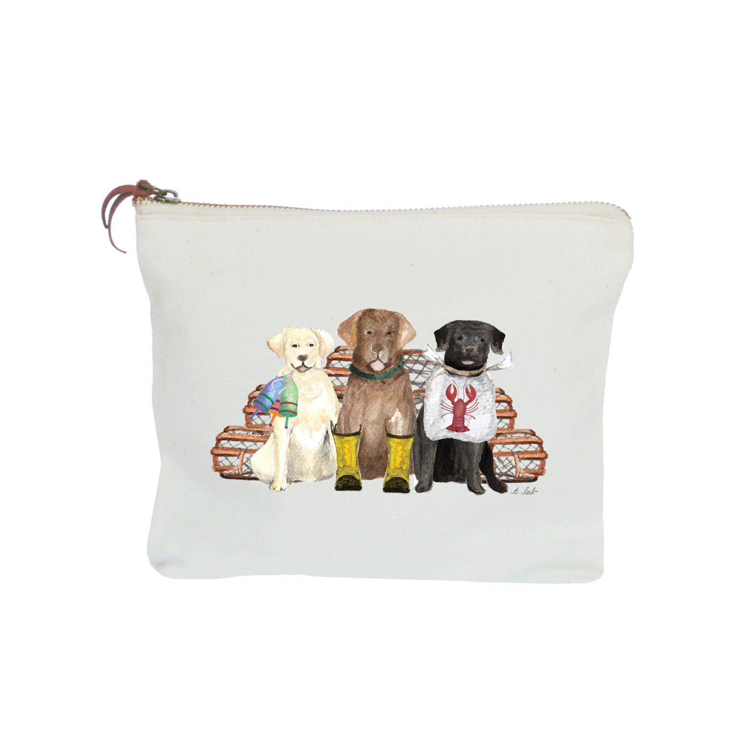 three labs lobster zipper pouch