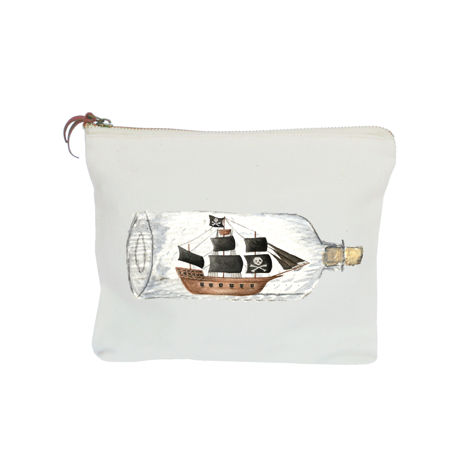 pirate ship in a bottle zipper pouch