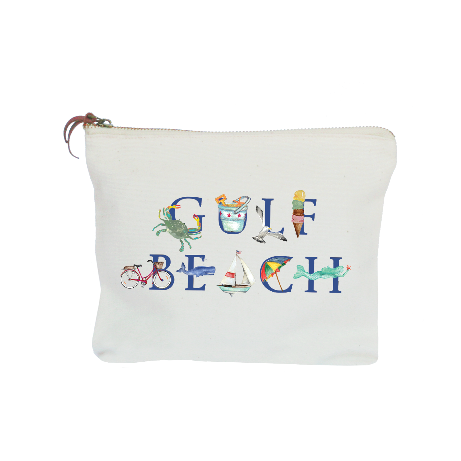 gulf beach zipper pouch