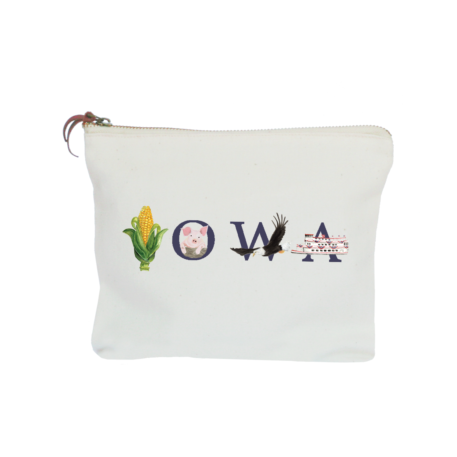 iowa navy zipper pouch