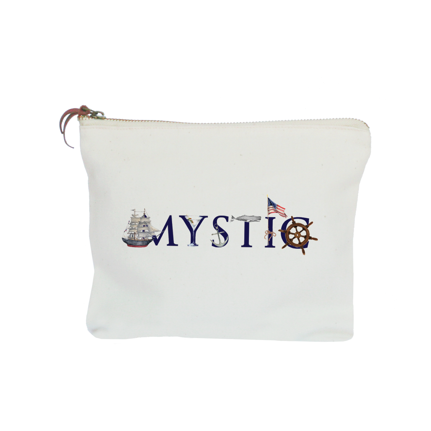 mystic with martini and flag zipper pouch