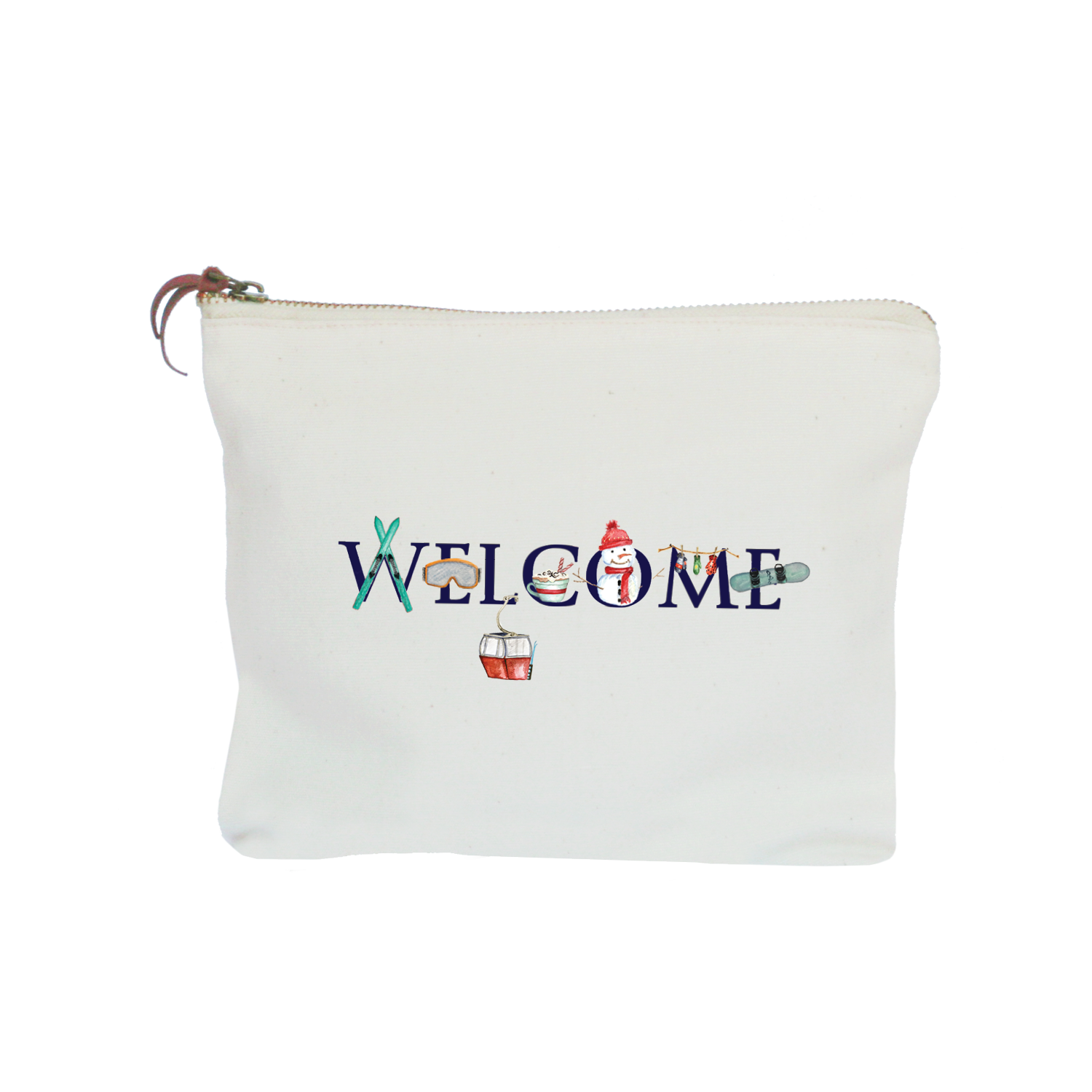 welcome ski version zipper pouch