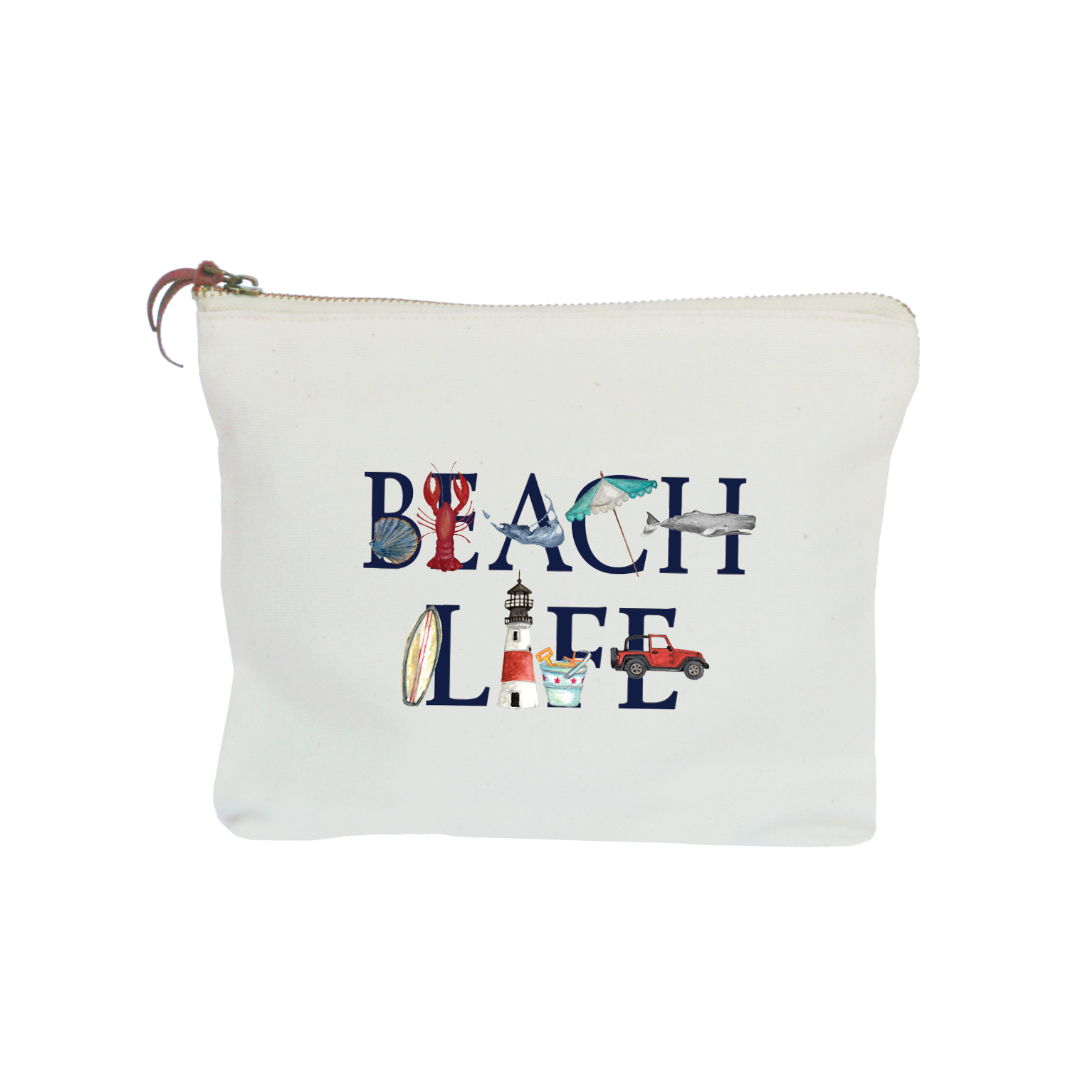 beach life nantucket zipper pouch