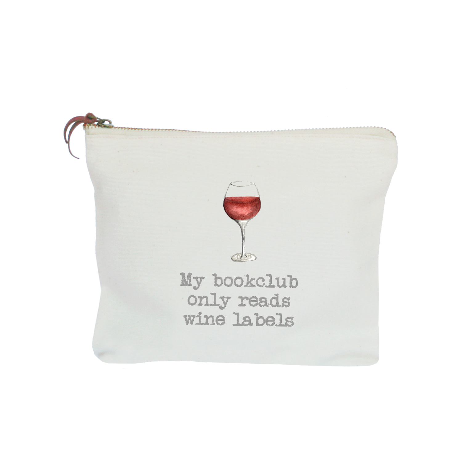 book club red zipper pouch