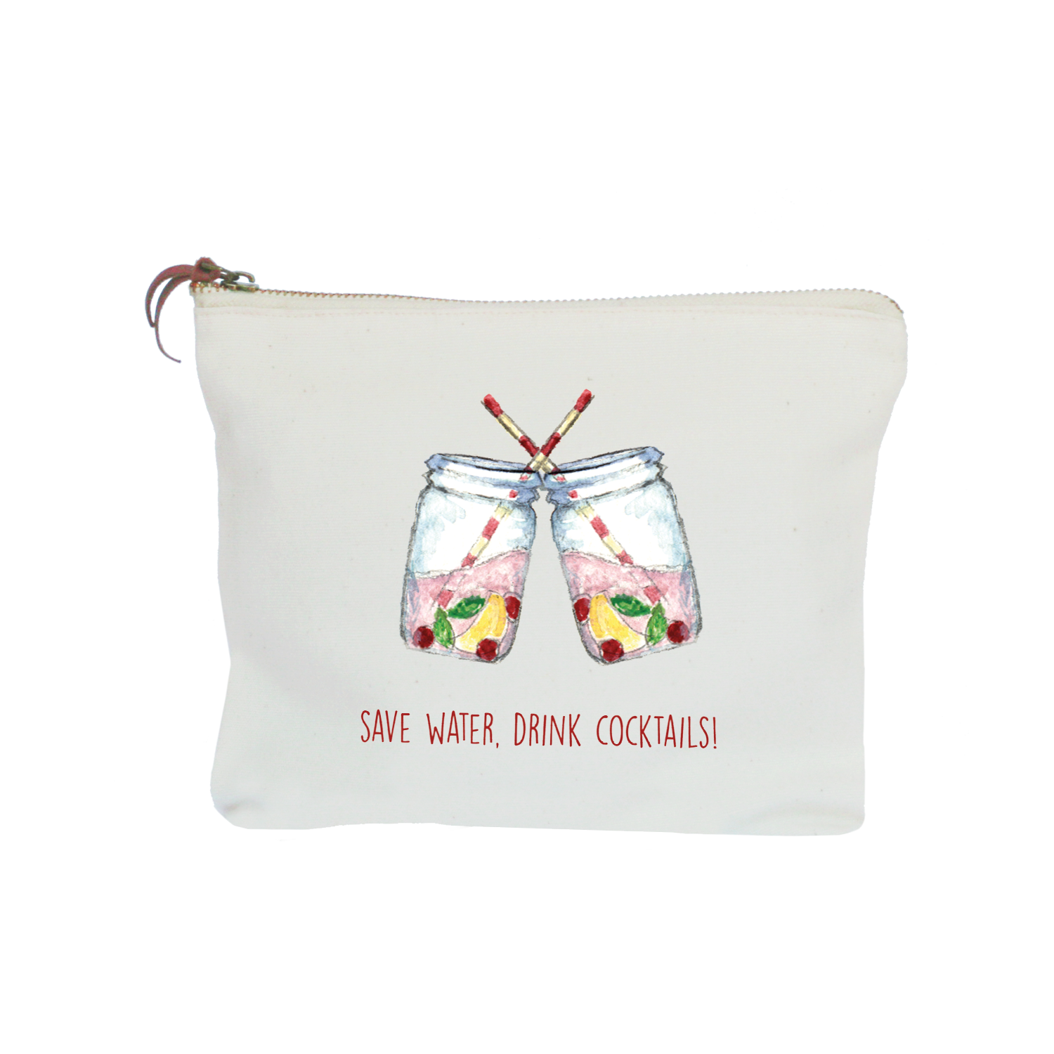 save water drink cocktails zipper pouch