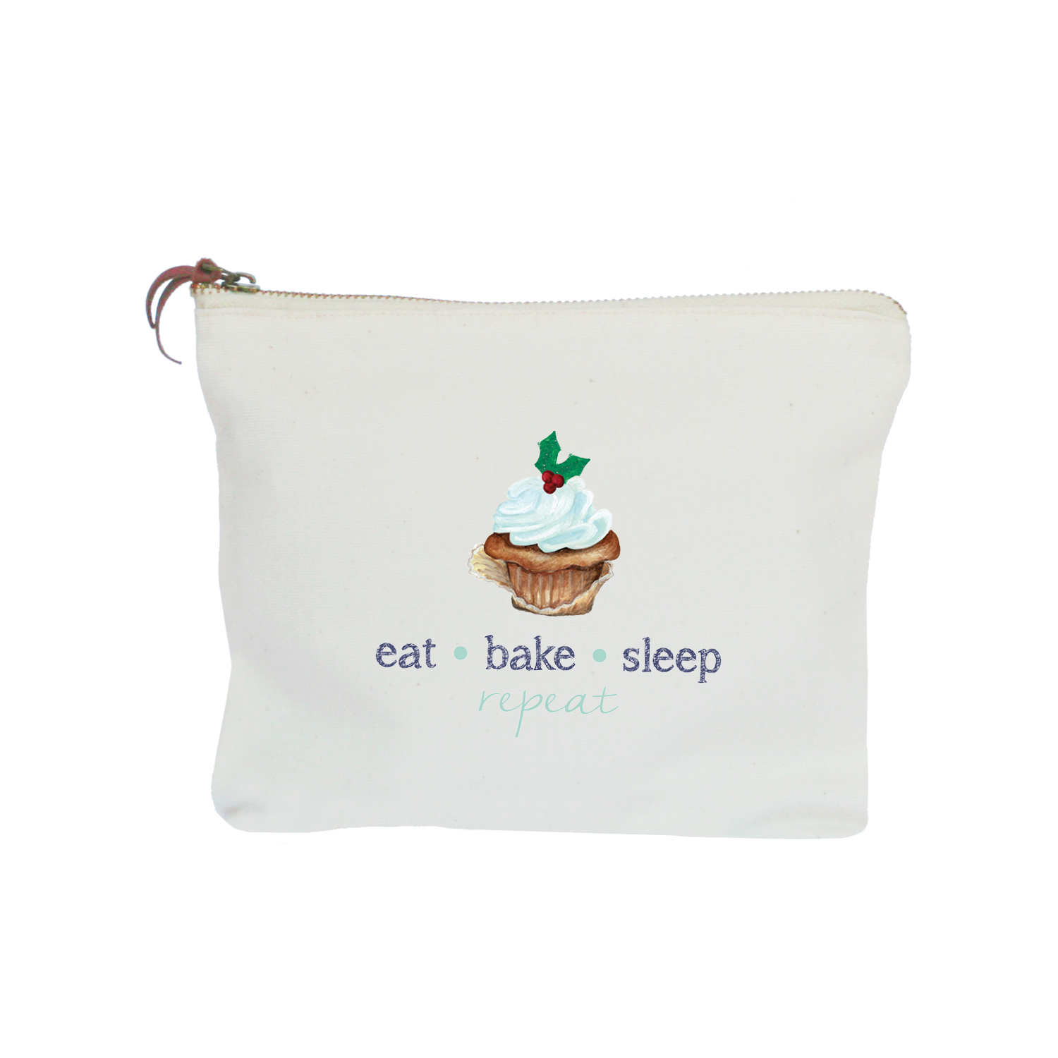 eat bake sleep repeat zipper pouch