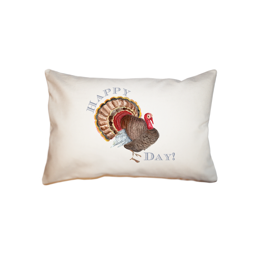 happy turkey day small accent pillow