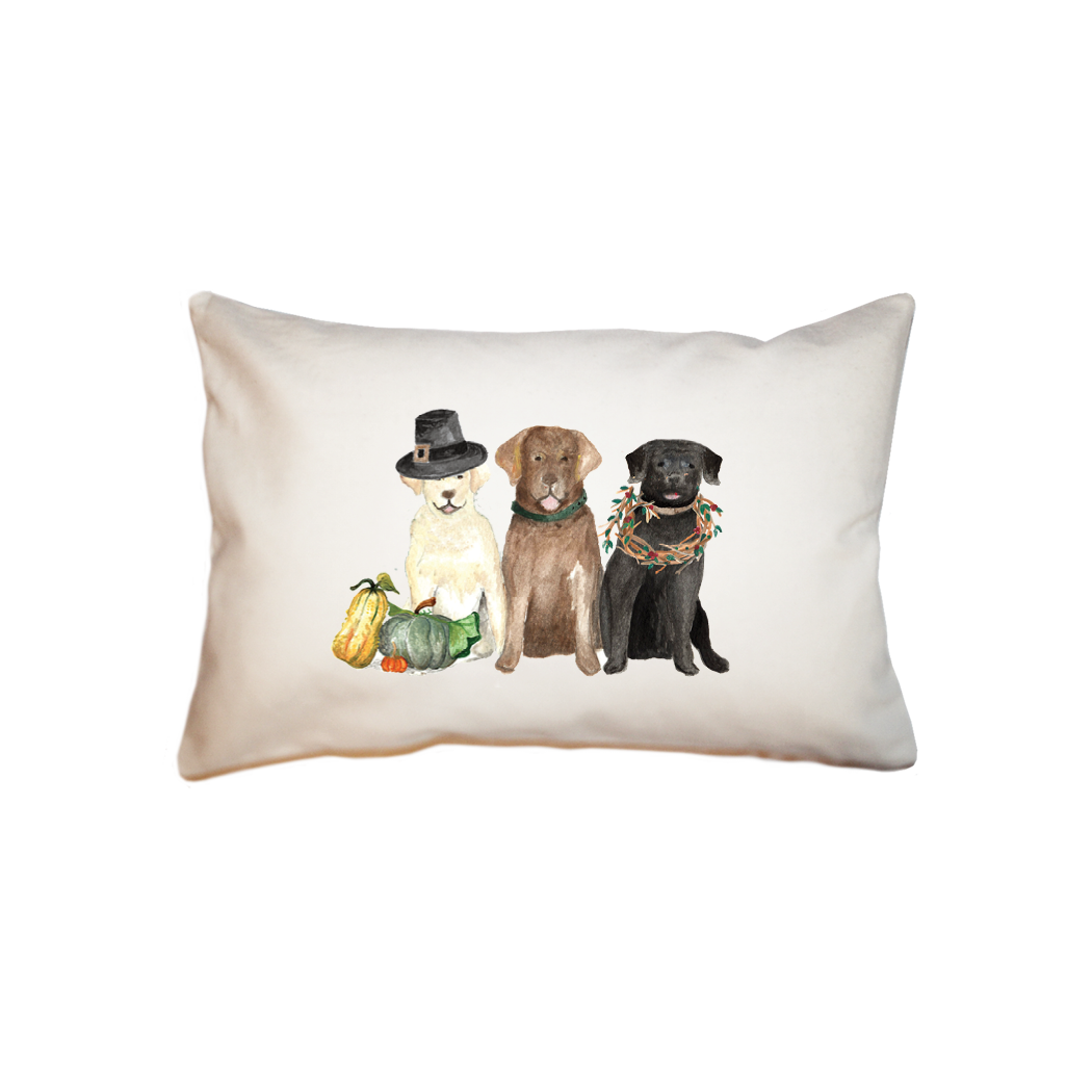 three labs thanksgiving  small accent pillow