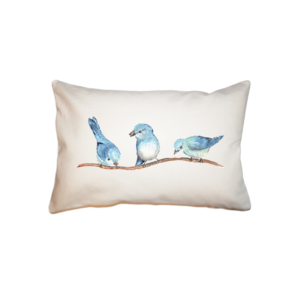 three blue birds small accent pillow