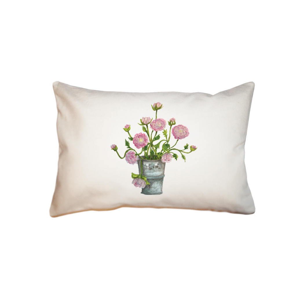 ranunculus in bucket small accent pillow