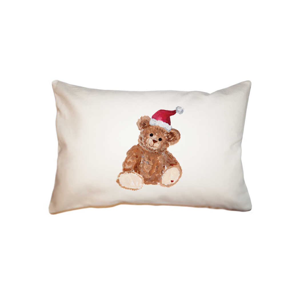 teddy in santa hat  small accent pillow
