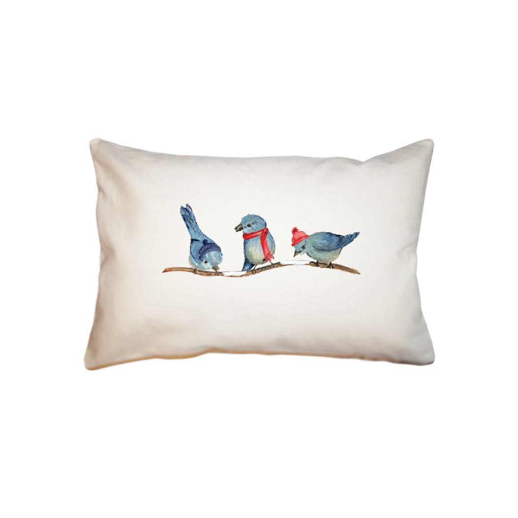 three bluebirds winter  small accent pillow