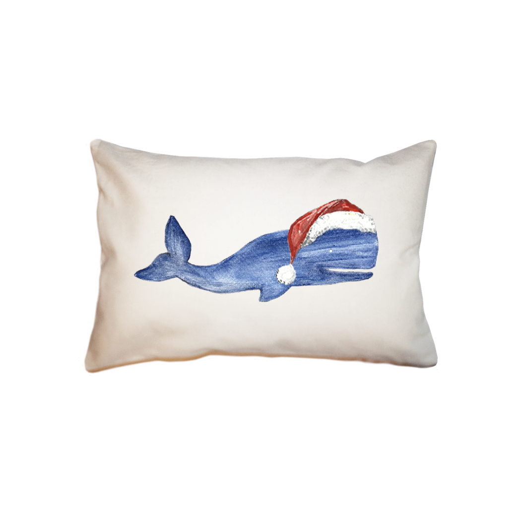 whale with santa hat  small accent pillow