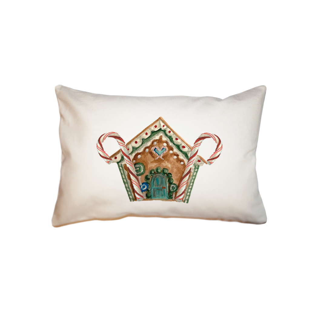 gingerbread house with candy cane small accent pillow