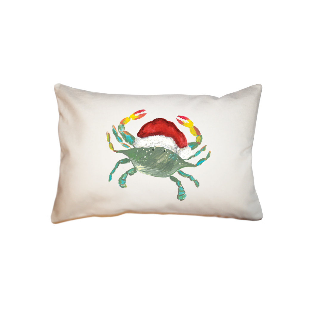 crab with santa hat small accent pillow