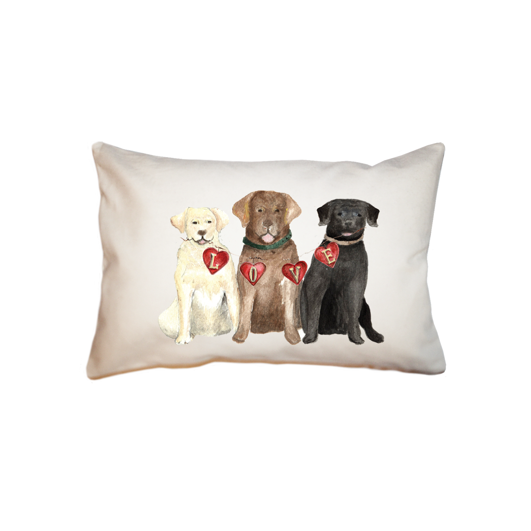 three labs valentine's day  small accent pillow