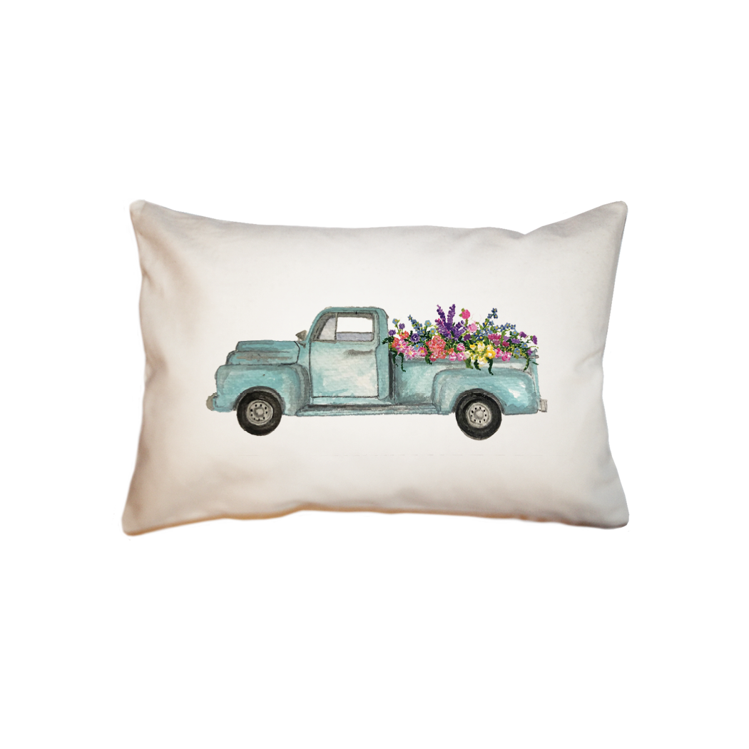 truck with flowers small accent pillow