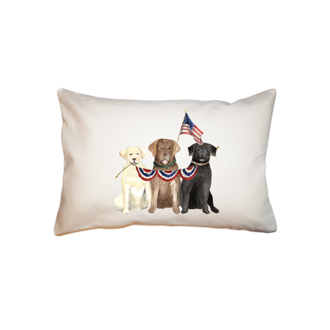 three labs 4th of july  small accent pillow
