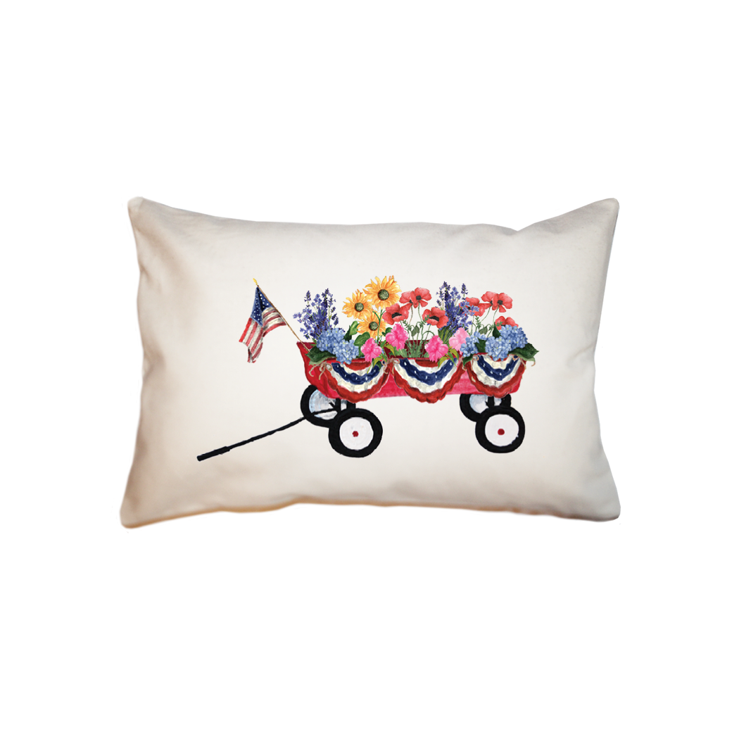 wagon with flowers  small accent pillow