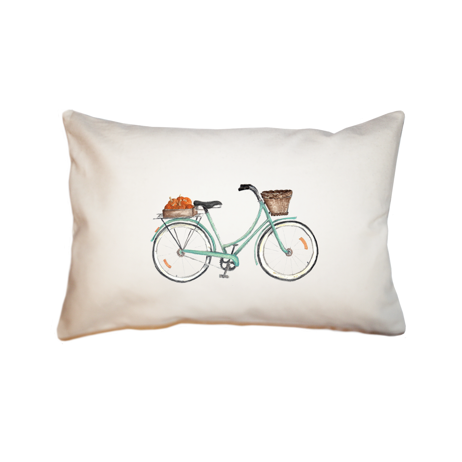 bike + pumpkins large rectangle pillow