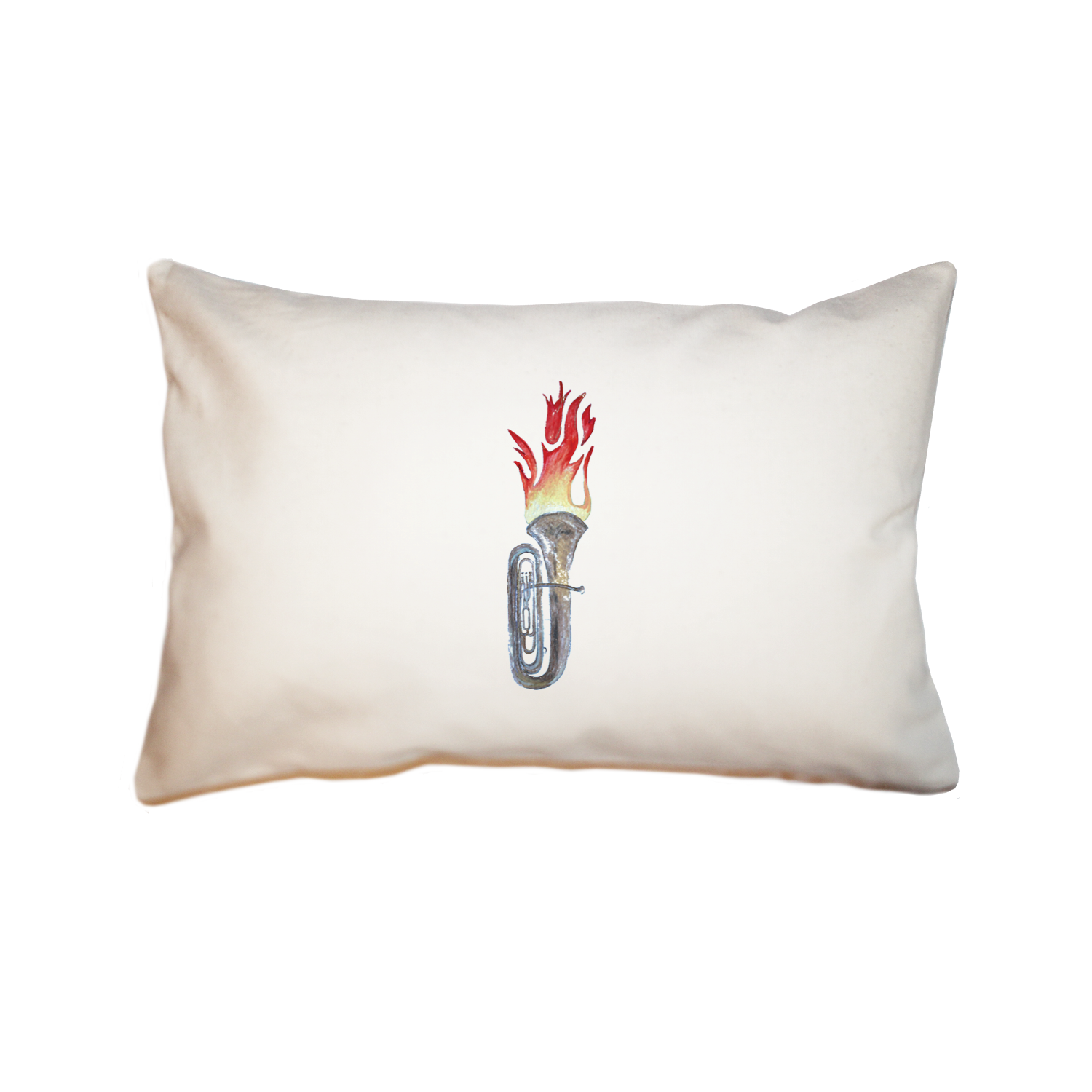 flaming tuba large rectangle pillow