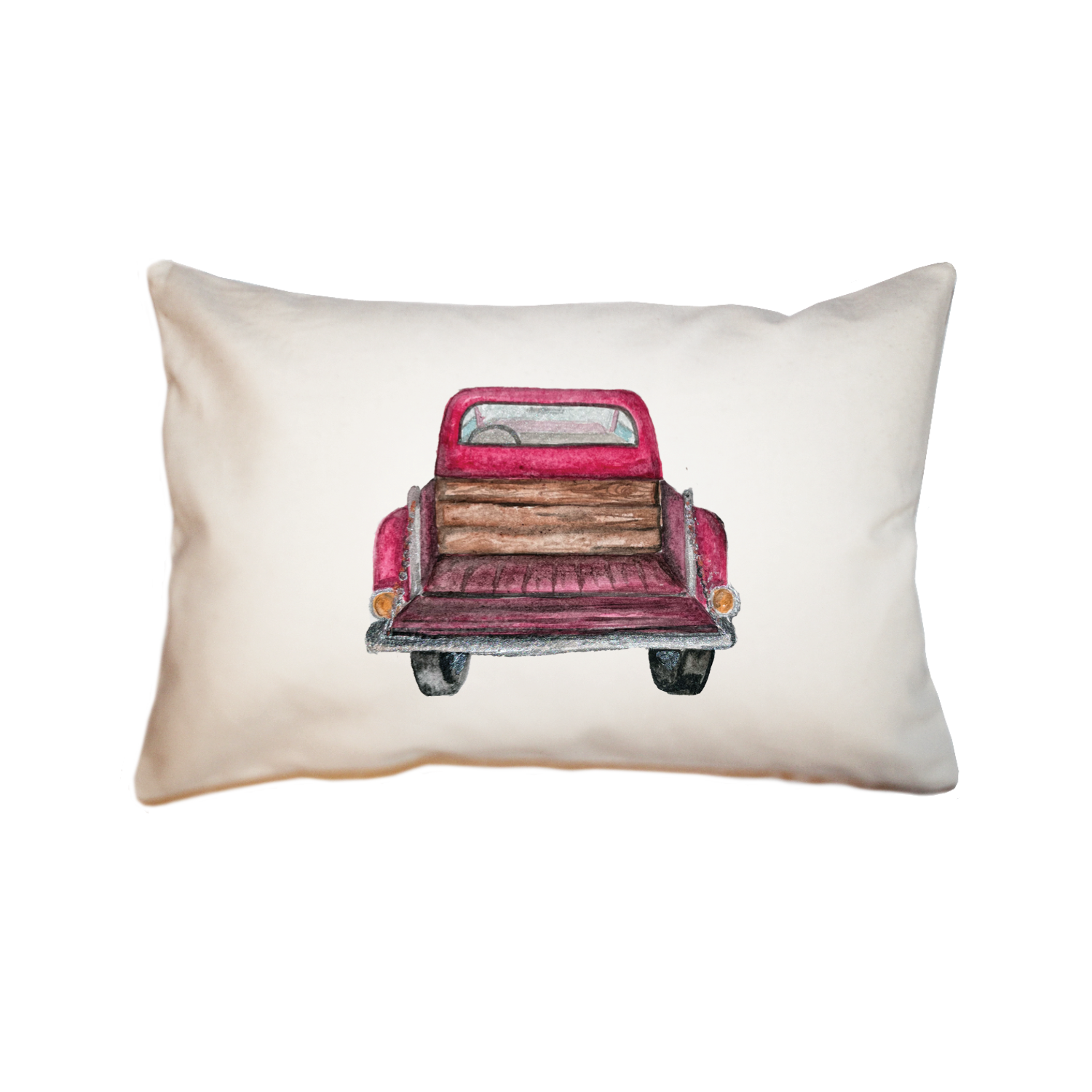 red pick up tailgate down large rectangle pillow