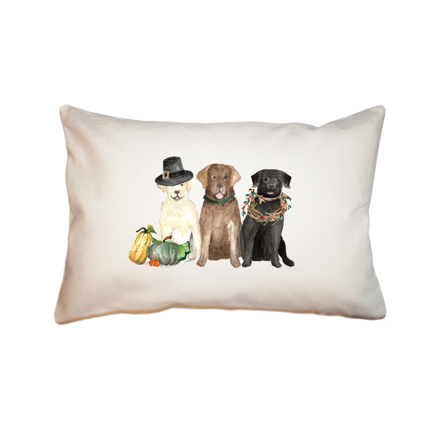 three labs thanksgiving large rectangle pillow