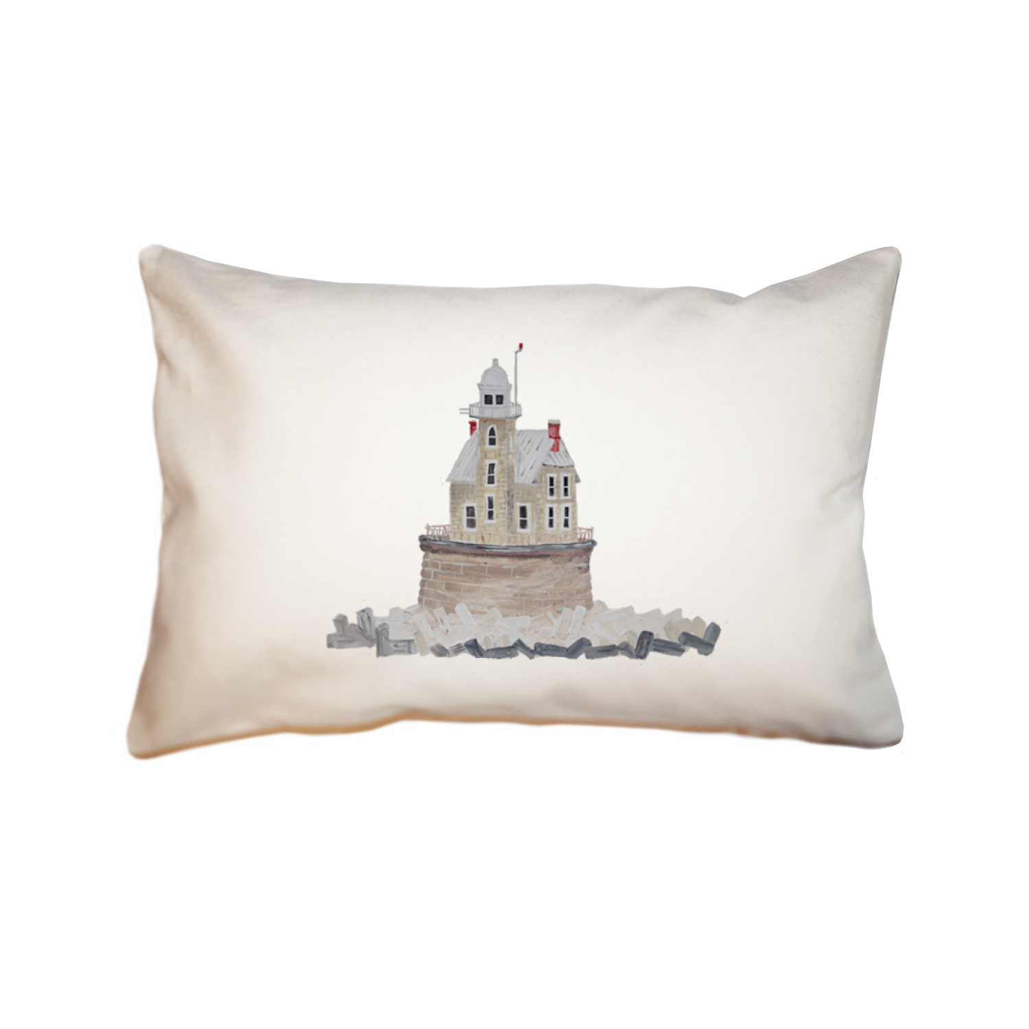 race rock lighthouse large rectangle pillow