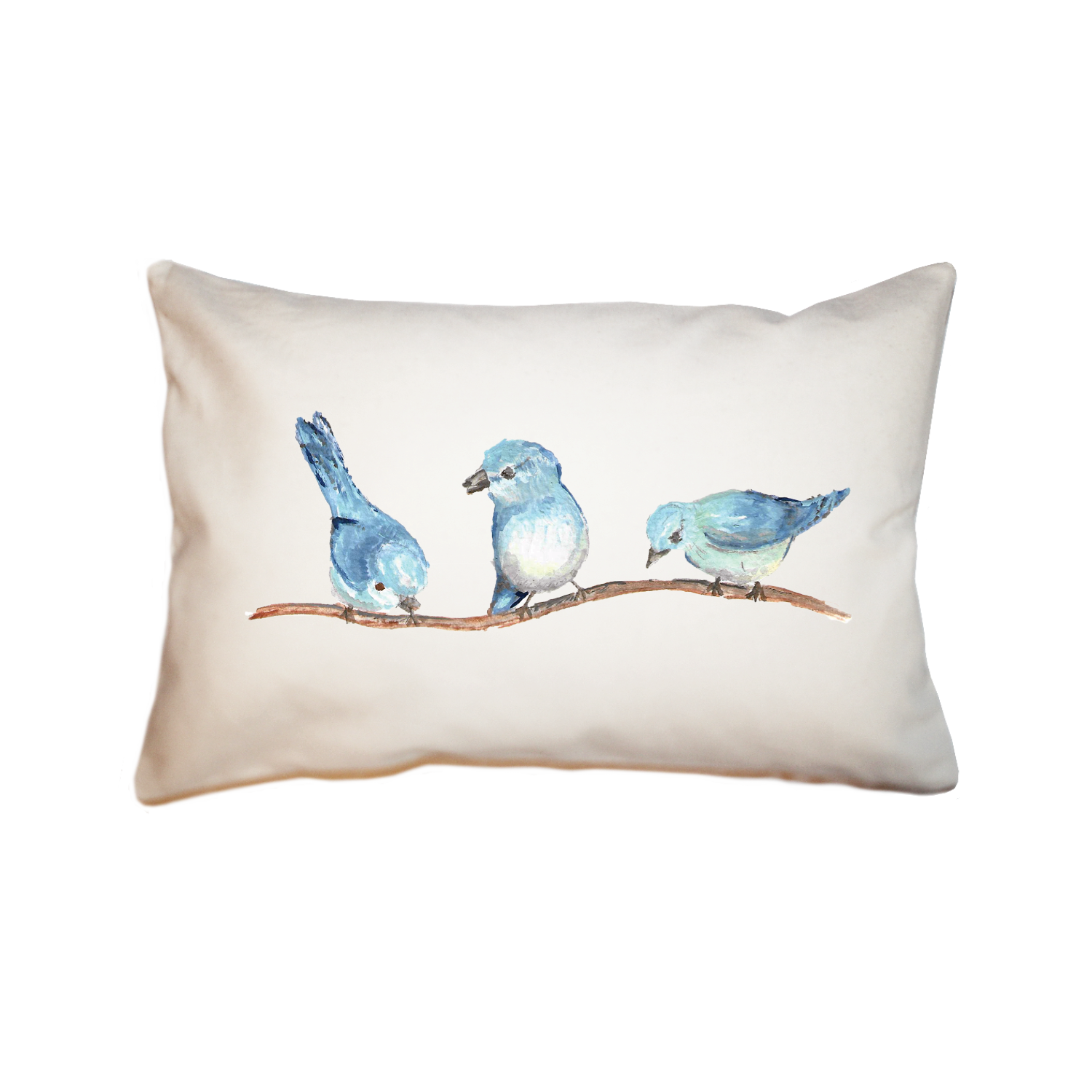 three blue birds large rectangle pillow