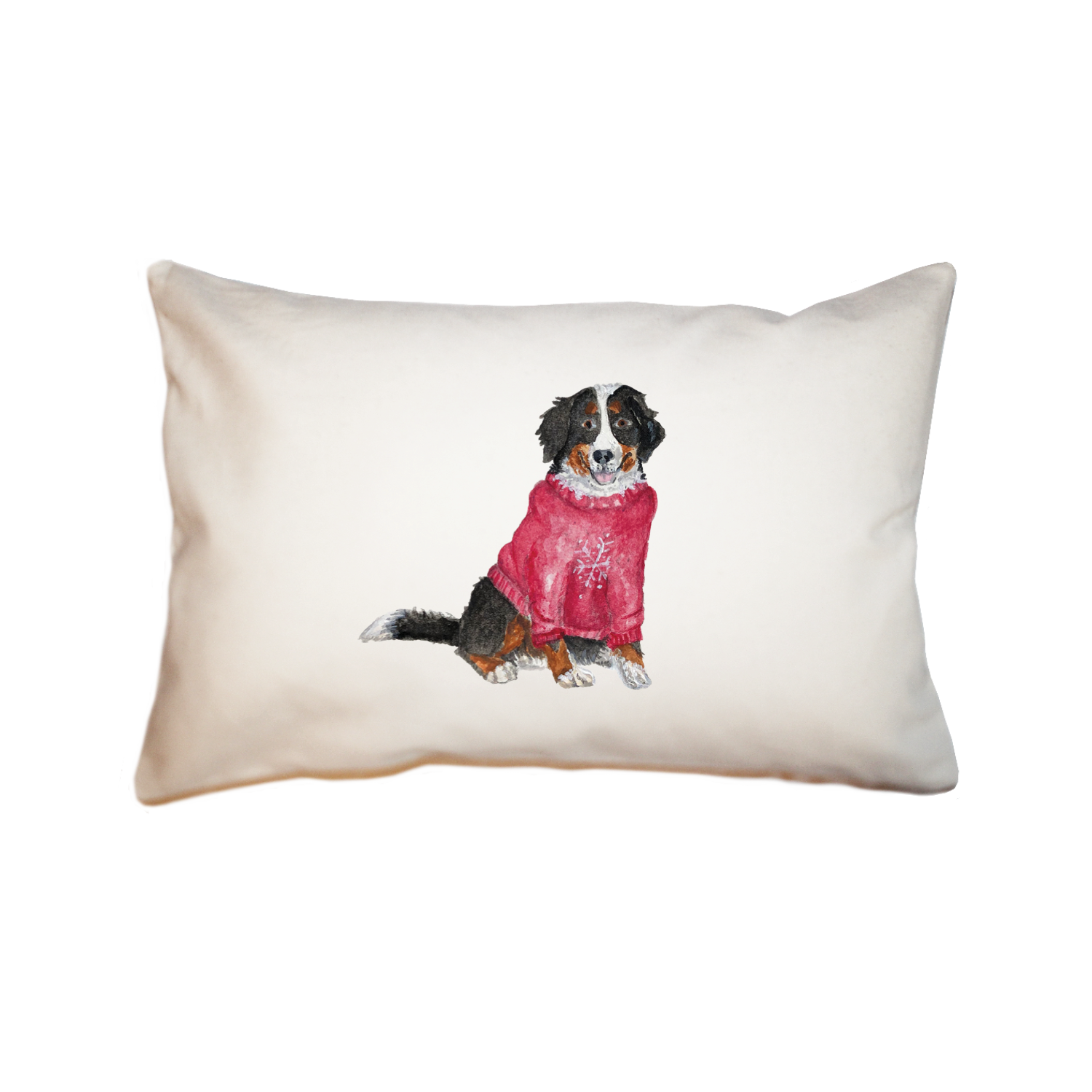 bernese mountain dog in sweater large rectangle pillow