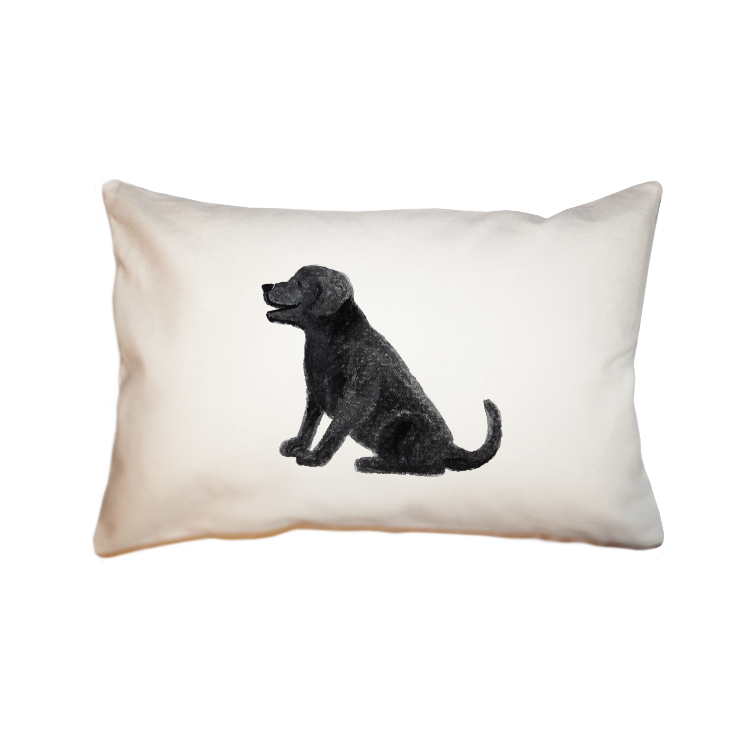 black dog sitting large rectangle pillow