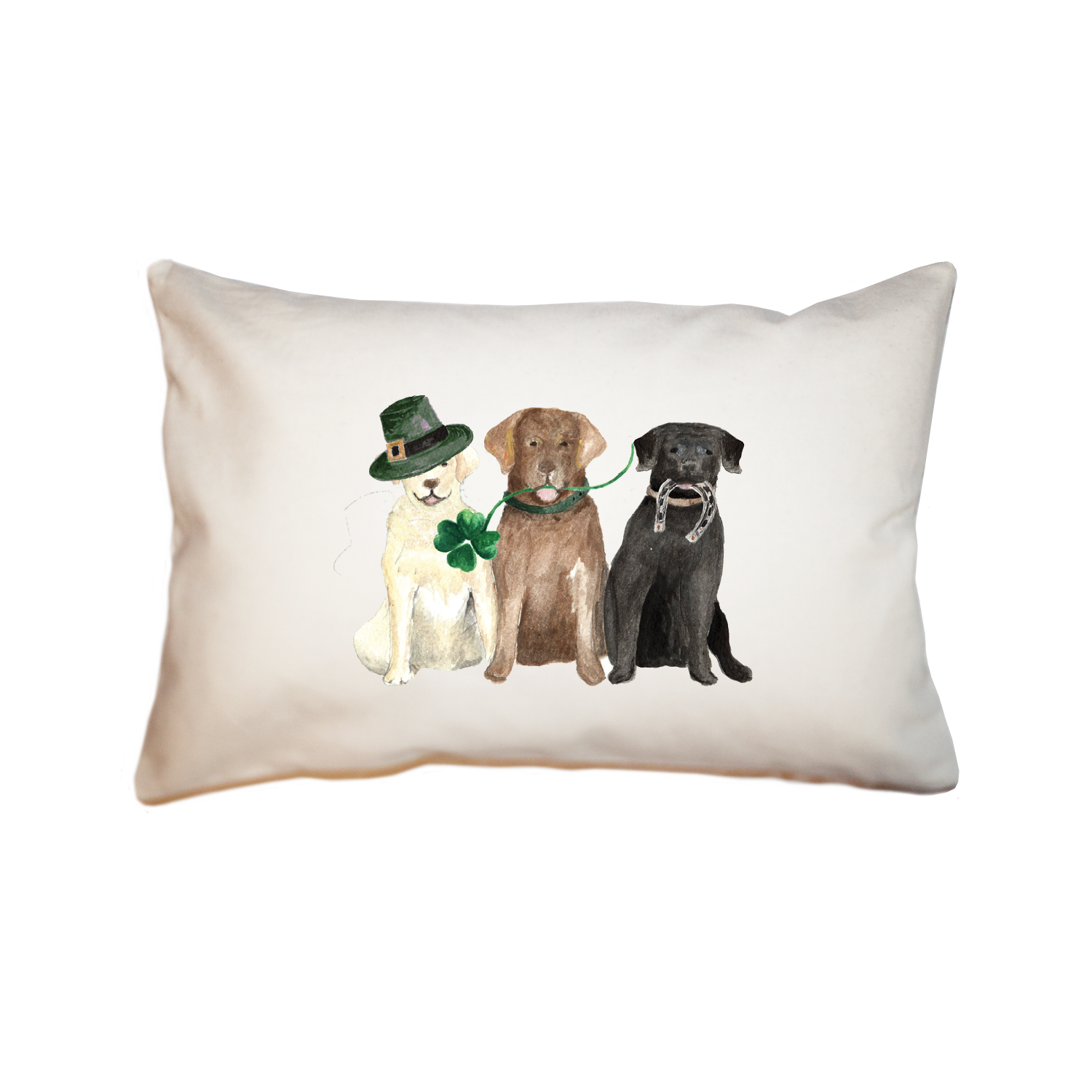 three labs st patrick's day large rectangle pillow