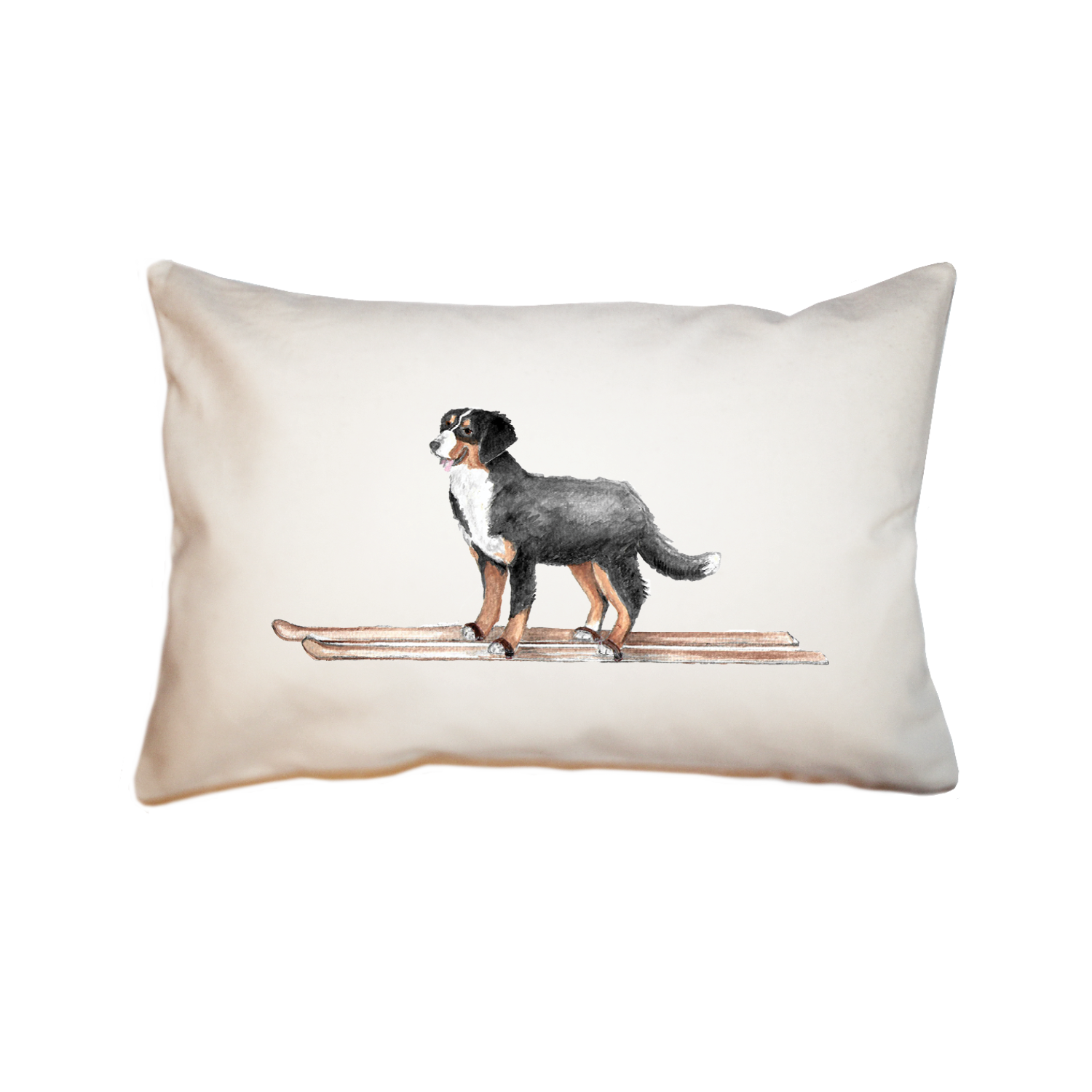 bernese on skis large rectangle pillow