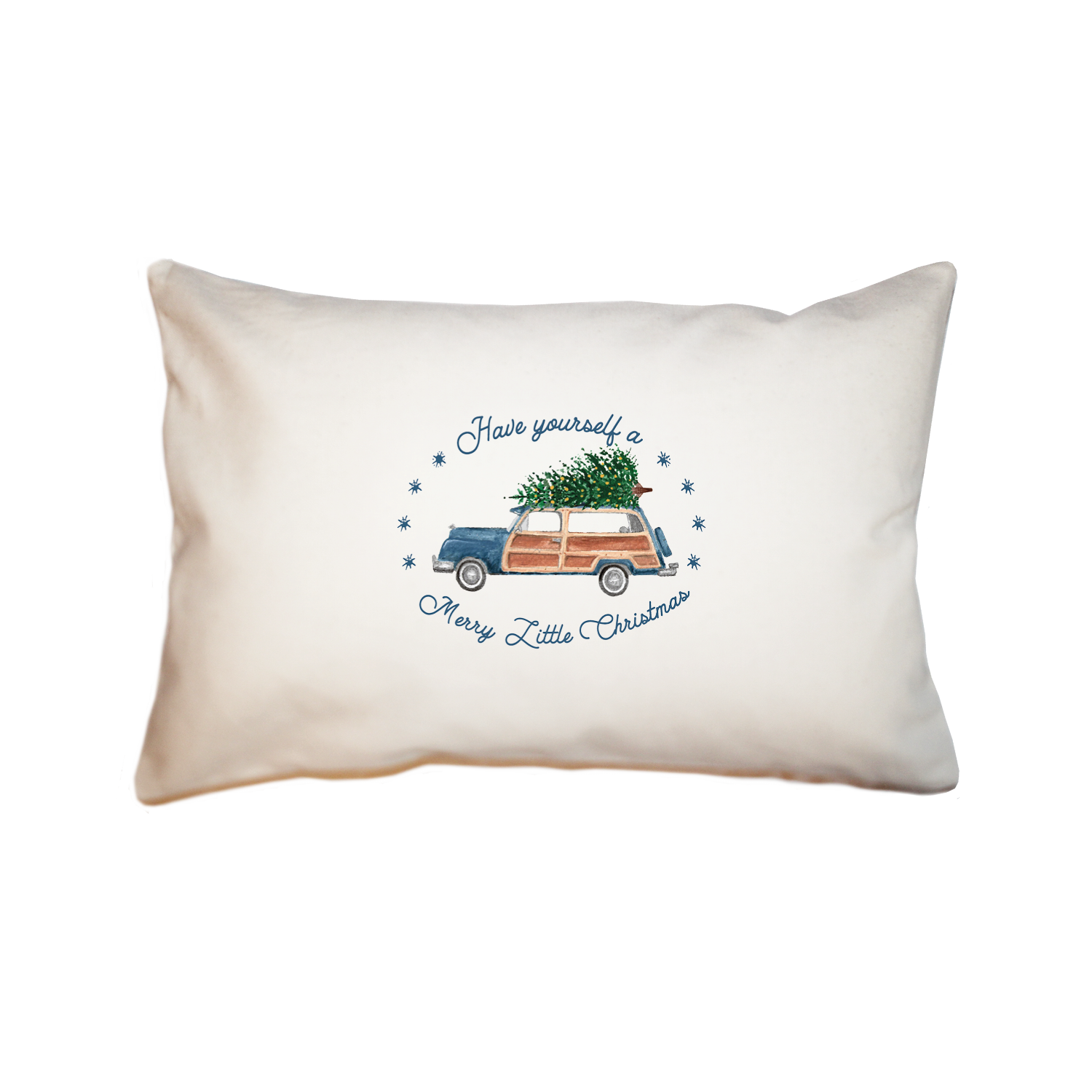navy woody merry christmas large rectangle pillow