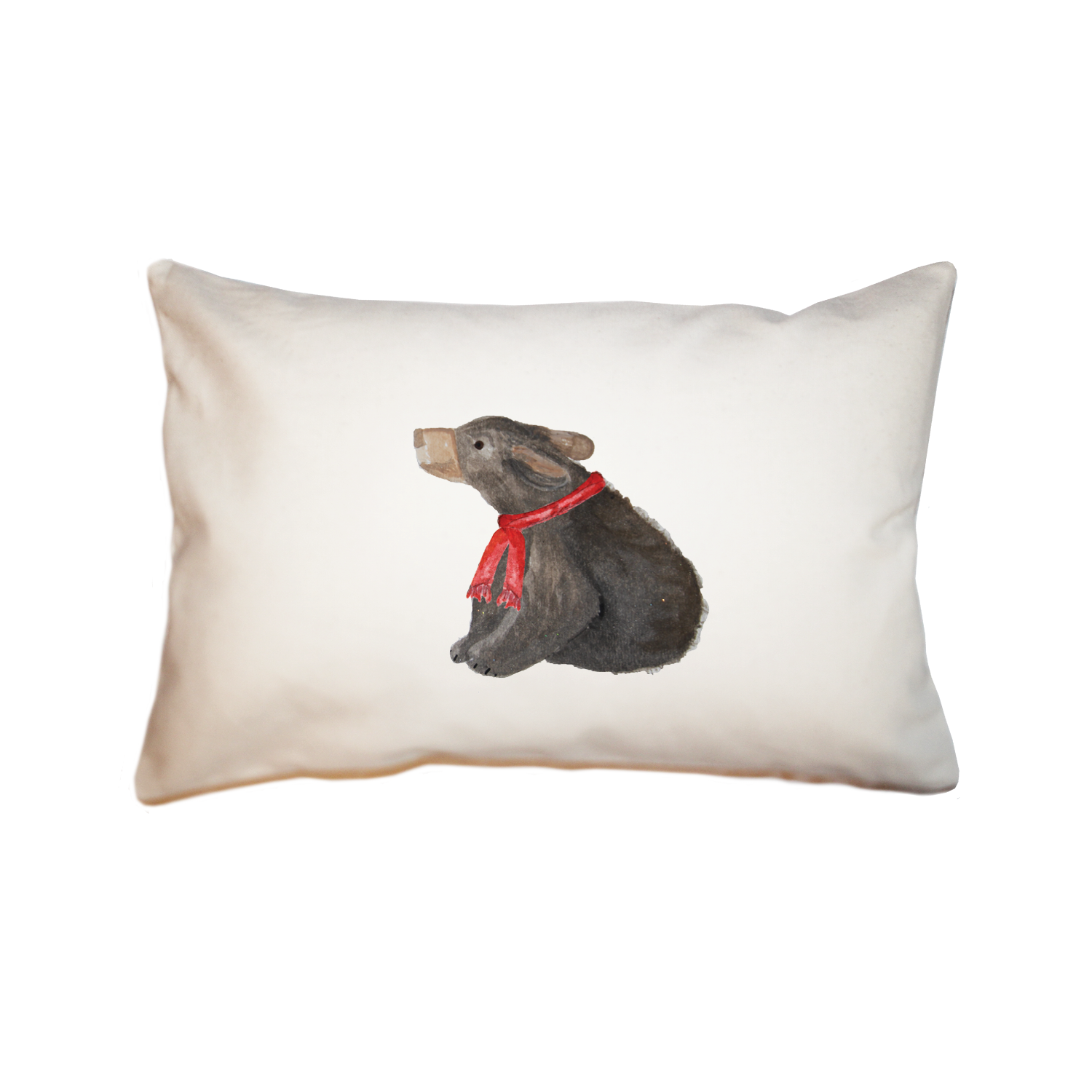 baby bear in scarf large rectangle pillow