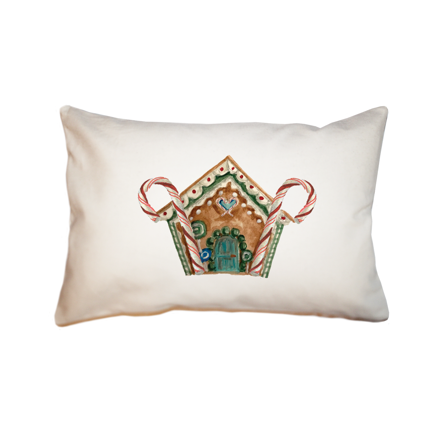 gingerbread house with candy cane large rectangle pillow