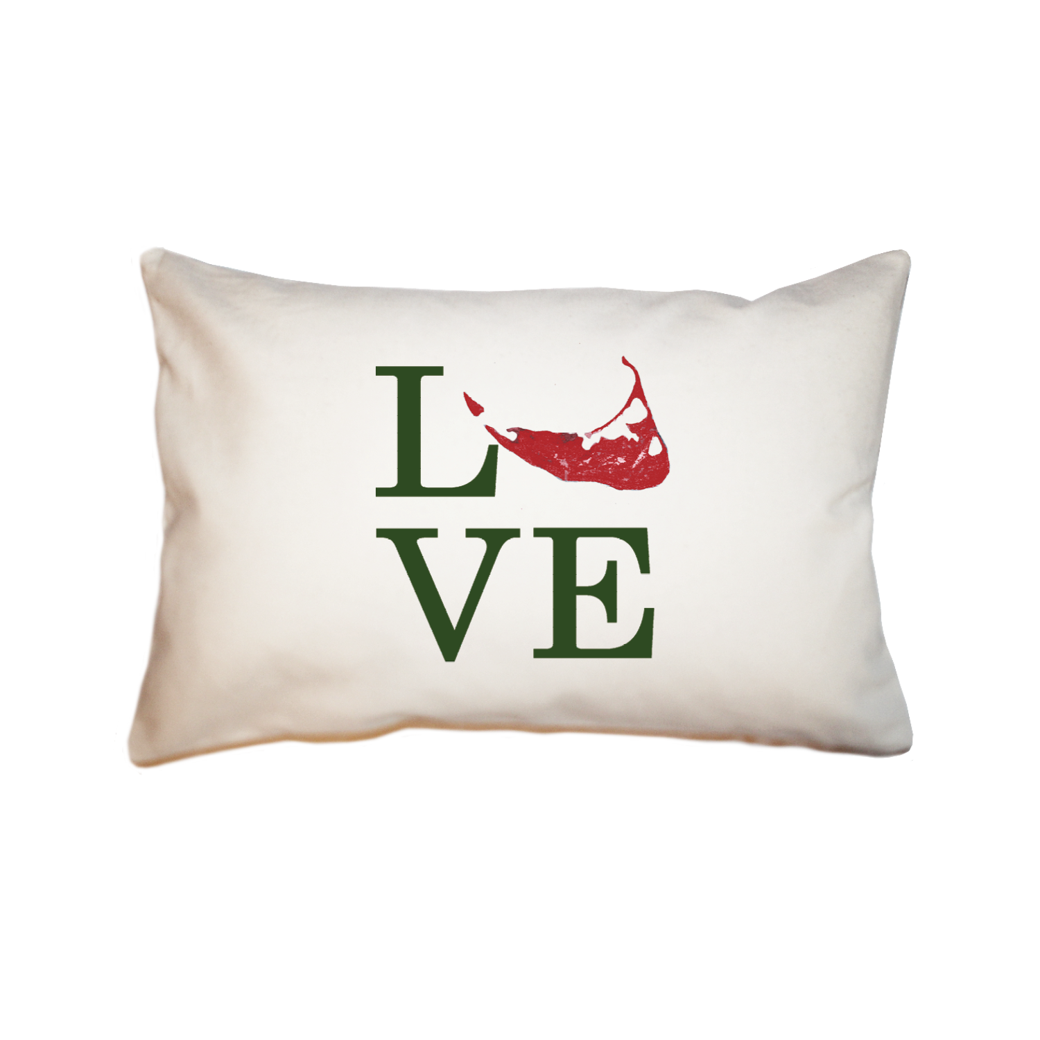 love nantucket island in red and green large rectangle pillow